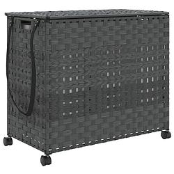 Foto van Vidaxl wasmand op wielen 66x35x60 cm rattan grijs