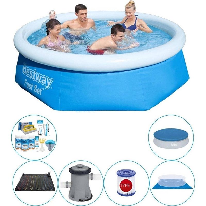 Foto van Bestway fast set rond 244x66 cm - zwembad combi deal