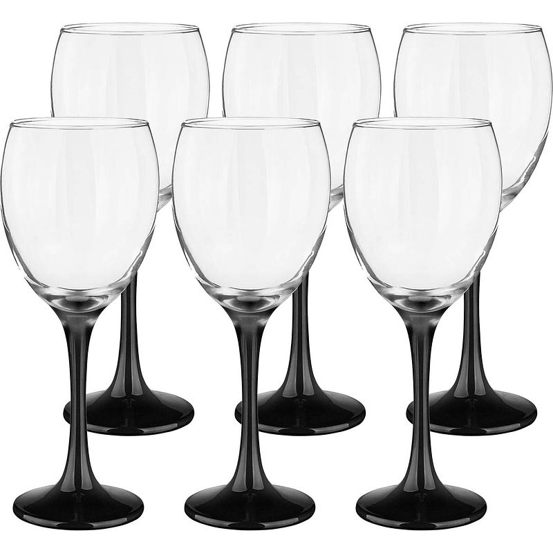 Foto van Glasmark wijnglazen - 12x - black collection - 300 ml - glas - wijnglazen