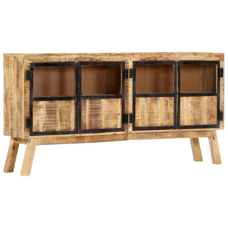 Foto van Vidaxl dressoir 160x30x80 cm massief ruw mangohout bruin en zwart