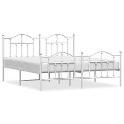 Foto van Vidaxl bedframe met hoofd- en voeteneinde metaal wit 183x213 cm