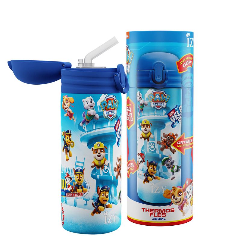 Foto van Izy kids x paw patrol - thermosfles/isoleerfles 350 ml - refresh blauw