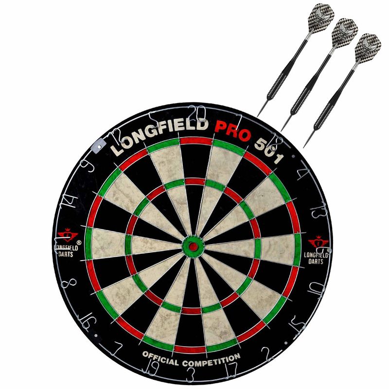 Foto van Dartbord set compleet van 45.5 cm met 3x black arrow dartpijlen van 21 gram - dartborden