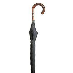 Foto van Classic canes paraplu - acacia hout handvat - zwart polyester doek - doorsnee doek 110 cm - lengte 96 cm