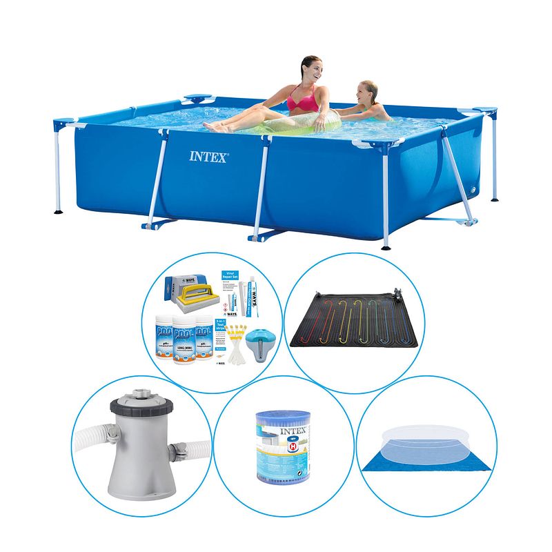 Foto van Intex frame pool rechthoekig 220x150x60 cm - 6-delig - zwembad plus accessoires