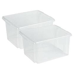 Foto van Sunware opslagbox - 2 stuks - kunststof 32 liter transparant 45 x 36 x 24 cm - opbergbox