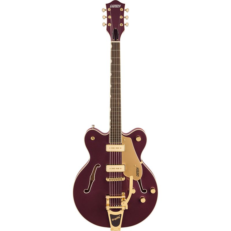 Foto van Gretsch electromatic ltd pristine center block dark cherry metallic semi-akoestische gitaar