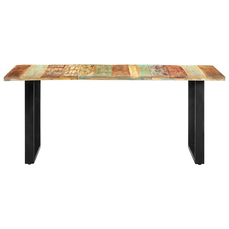 Foto van The living store - industriële eettafel - hout - 180x90x76 cm - meerkleurig tafelblad