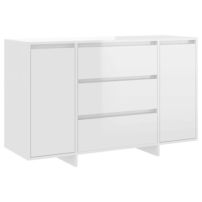 Foto van Vidaxl dressoir met 3 lades 120x41x75 cm spaanplaat hoogglans wit