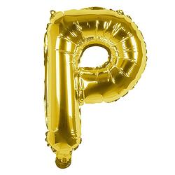 Foto van Boland folieballon letter p 36 cm goud