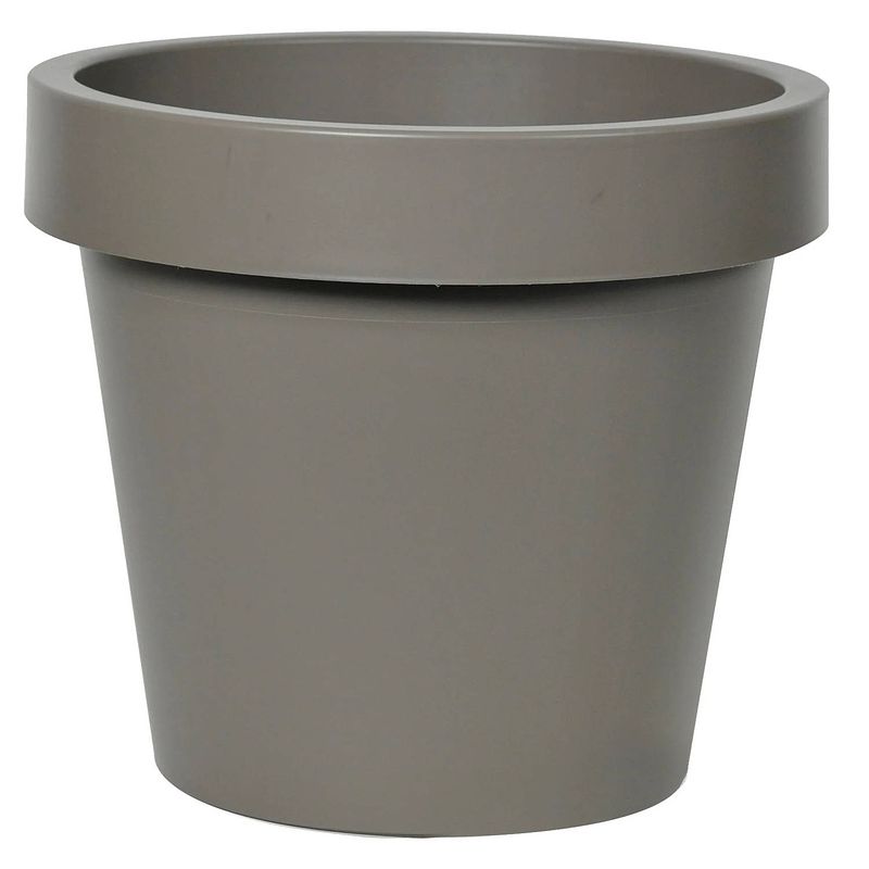 Foto van Mega collections plantenpot/bloempot - kunststof - taupe/bruin - buiten - d16 x h14 cm - plantenpotten