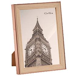 Foto van Kunststof fotolijst koper met hout geschikt voor een foto van 13 x 18 cm - fotolijsten