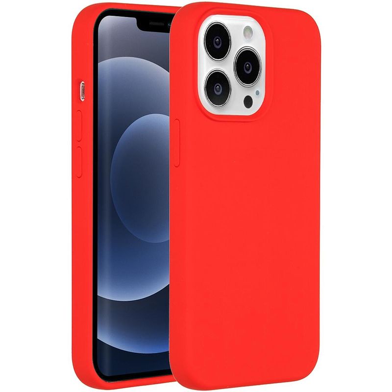 Foto van Accezz liquid silicone voor apple iphone 13 pro telefoonhoesje rood