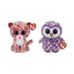 Foto van Ty - knuffel - beanie boo's - lainey leopard & moonlight owl