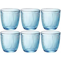 Foto van Set van 12x stuks waterglazen/drinkglazen blauw 290 ml - drinkglazen