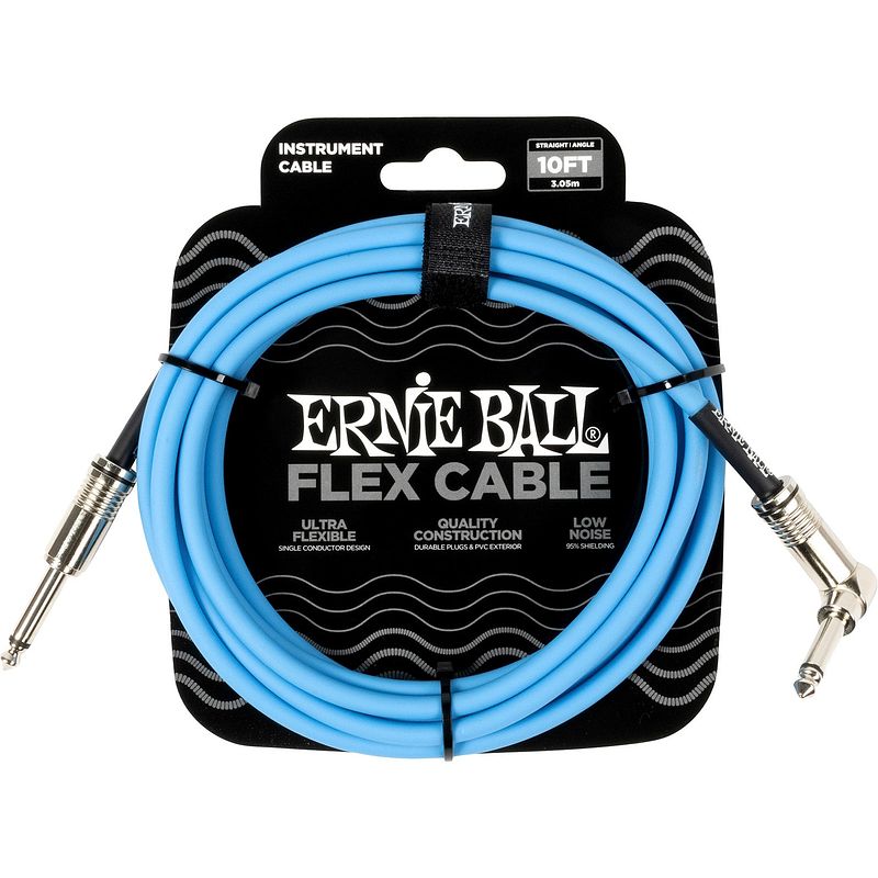 Foto van Ernie ball 6464 flex 3 meter instrumentkabel blauw haaks - recht