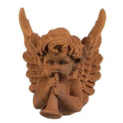 Foto van Clayre & eef decoratie beeld engel 12 cm bruin polyresin religious sculpture bruin religious sculpture