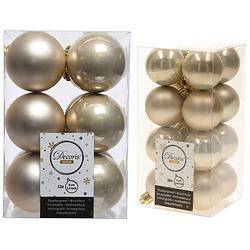 Foto van Kerstversiering kunststof kerstballen parel/champagne 4-6 cm pakket van 40x stuks - kerstbal