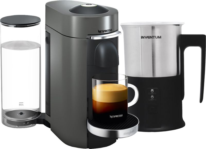 Foto van Magimix nespresso vertuo plus deluxe titan + melkopschuimer