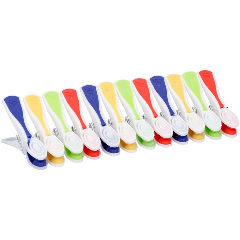 Foto van 60x gekleurde wasknijpers kunststof - knijpers