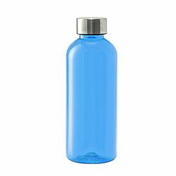 Foto van Kunststof waterfles/drinkfles/sportfles - blauw transparant - met rvs dop - 600 ml - drinkflessen