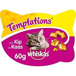 Foto van Whiskas temptations kip & kaas kattensnacks 60g bij jumbo