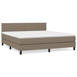 Foto van The living store boxspringbed - taupe - 203 x 160 x 78/88 cm - pocketvering matras - middelharde ondersteuning -