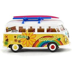 Foto van Wiking miniatuurbusje vw t1 flower power die-cast zink 1:87 geel