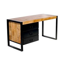 Foto van Bureau noah 145cm industrieel duurzaam massief mangohout