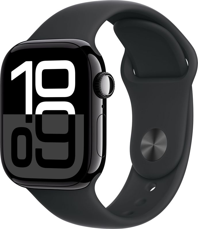 Foto van Apple watch series 10 4g 42mm zwart sportband m/l