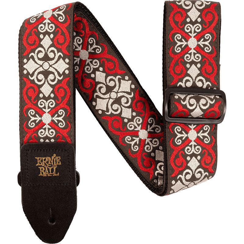 Foto van Ernie ball classic jacquard strap 4695 red trellis gitaarband