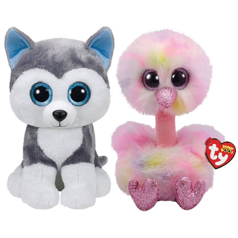 Foto van Ty - knuffel - beanie buddy - slush husky & avery ostrich