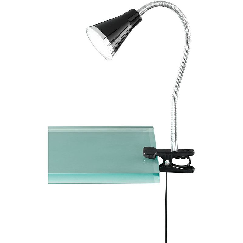 Foto van Led klemlamp - trion arora - 3w - warm wit 3000k - glans zwart - kunststof