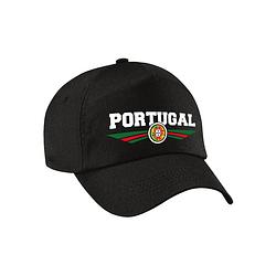 Foto van Portugal landen pet zwart / baseball cap voor kinderen - verkleedhoofddeksels