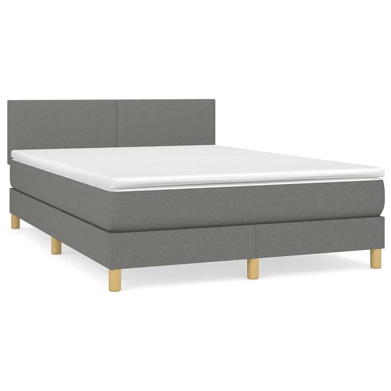 Foto van The living store donkergrijs boxspringbed - 193 x 144 x 78/88 cm - pocketvering matras - middelharde ondersteuning