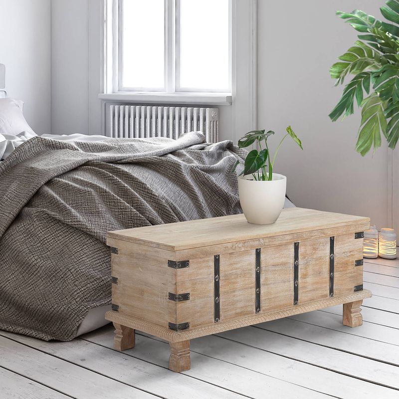 Foto van Salontafel 100x44x50 cm naturel/wit mangohout womo-design