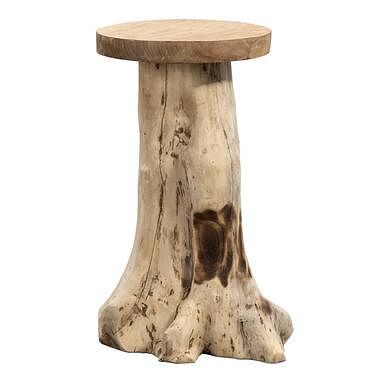 Foto van Bijzettafel borneo hoog - teak - 65xø35 cm - leen bakker