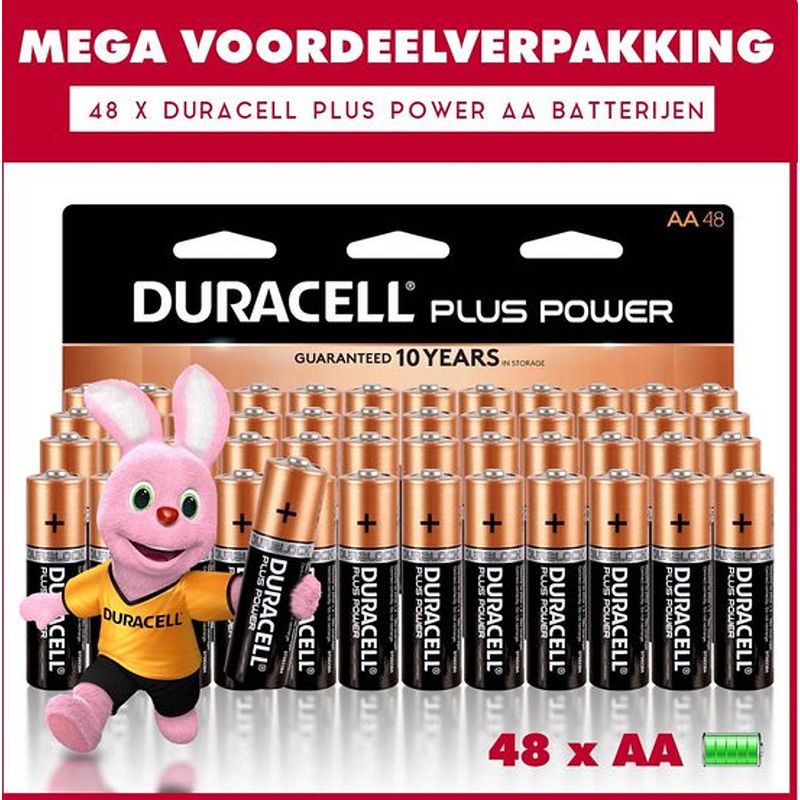 Foto van 48 x duracell aa plus power - voordeelverpakking - 48 x aa batterijen