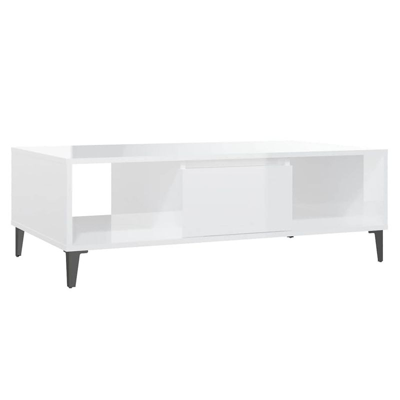 Foto van The living store salontafel industrieel - hoogglans wit - 103.5 x 60 x 35 cm