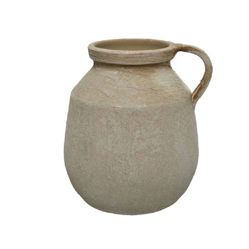 Foto van Ouderwetse creme witte terracotta kan/kruik 25 cm - tuinbeelden