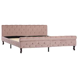 Foto van The living store bedframe fluweel roze 180x200 cm - bed