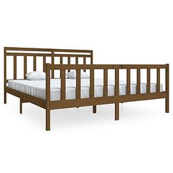 Foto van The living store bedframe grenenhout - 205.5 x 186 x 100 cm - honingbruin