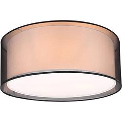 Foto van Led plafondlamp - plafondverlichting - trion bidon - e27 fitting - 1-lichts - rond - mat zwart - aluminium