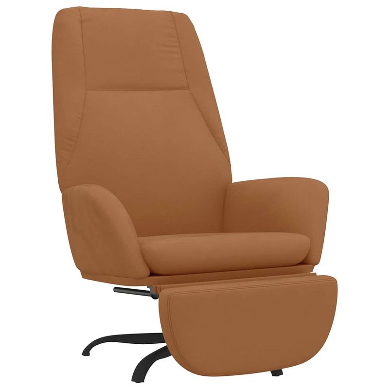 Foto van The living store relaxstoel met voetensteun microvezelstof taupe - fauteuil