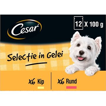 Foto van Cesar maaltijdkuipje selectie in gelei hondenvoer 12 x 100g bij jumbo