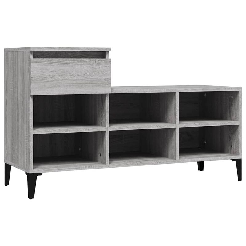 Foto van The living store schoenenkast - grijs sonoma eiken - 102 x 36 x 60 cm - duurzaam materiaal