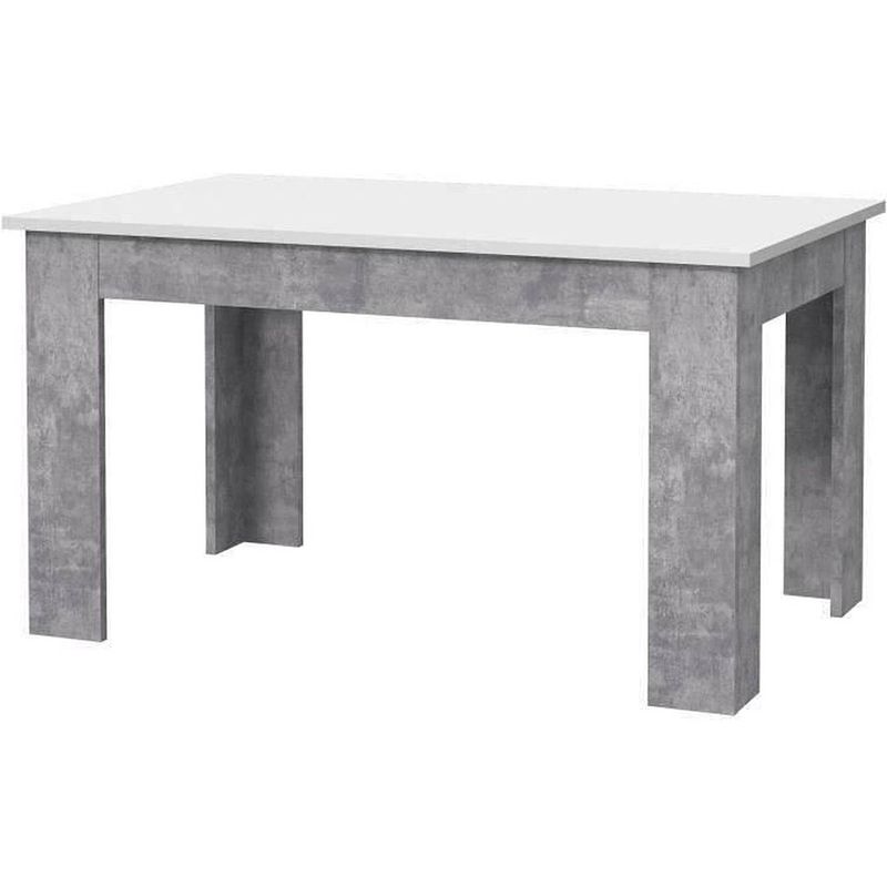 Foto van Pilvi eettafel - 4 personen - wit en licht beton - b 140 x d 90 x h 75 cm