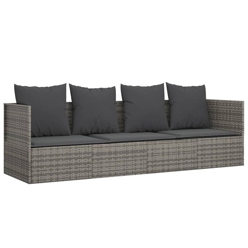 Foto van Vidaxl loungebed met kussens poly rattan grijs