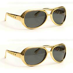 Foto van 2x stuks party/verkleed brillen - metallic goud - verkleedbrillen
