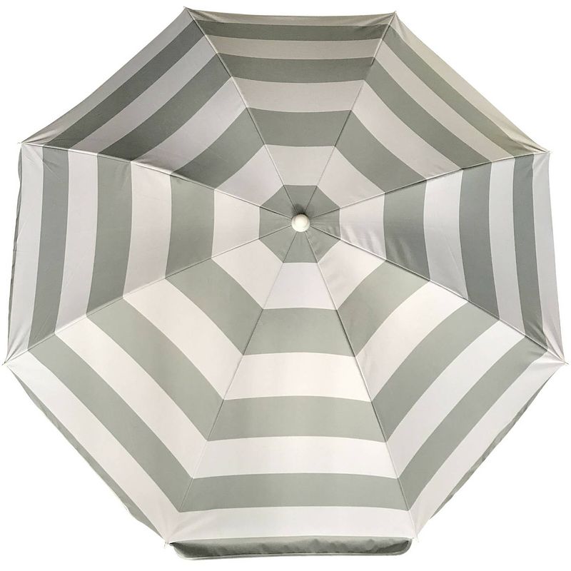 Foto van Parasol - zilver/wit - gestreept - d140 cm - uv-bescherming - incl. draagtas - parasols